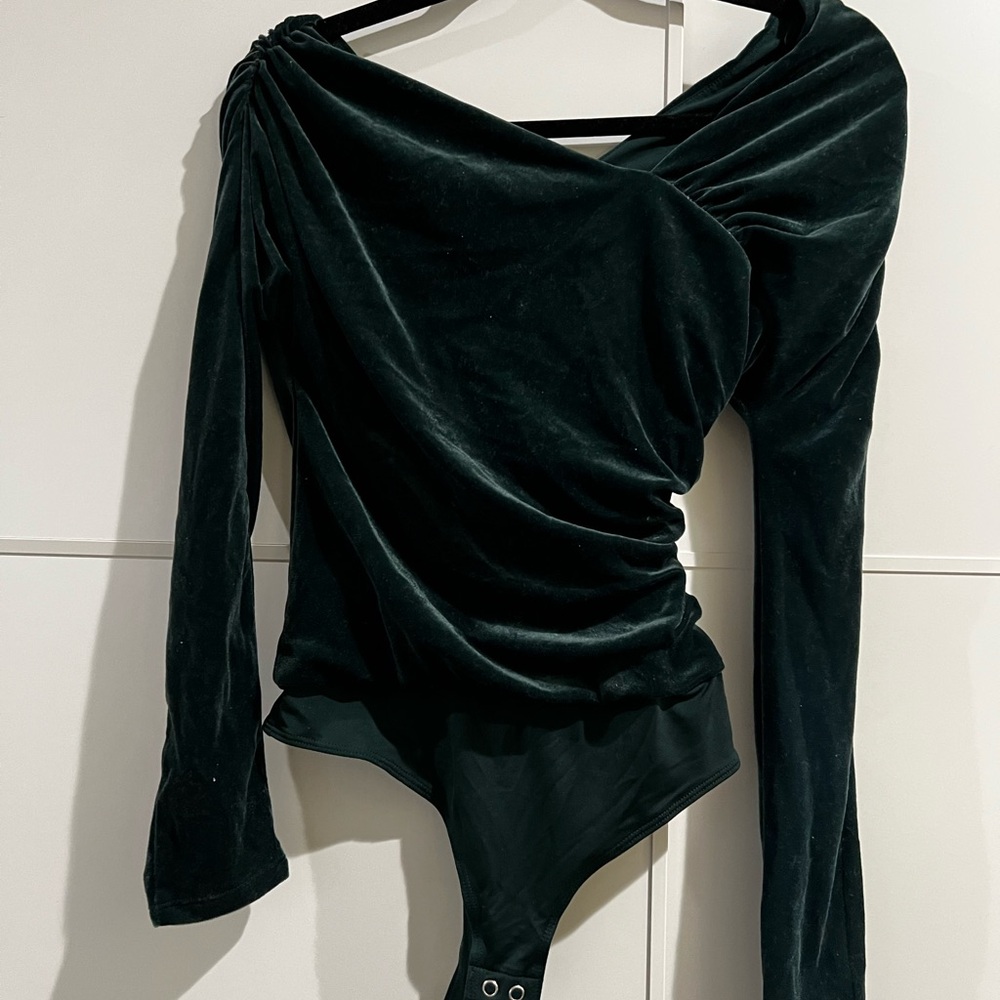 Express forest green Velvet Bodysuit